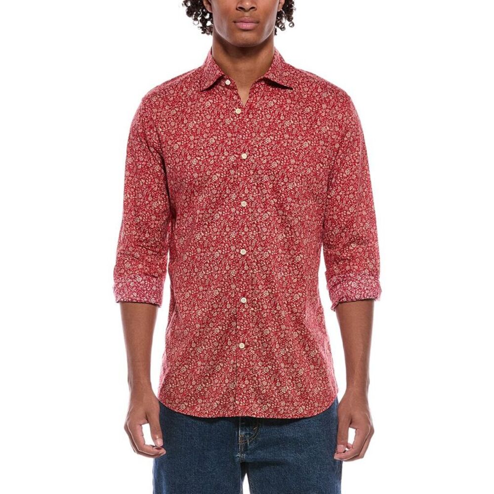 Slowear Mens  Floral Shirt, Red